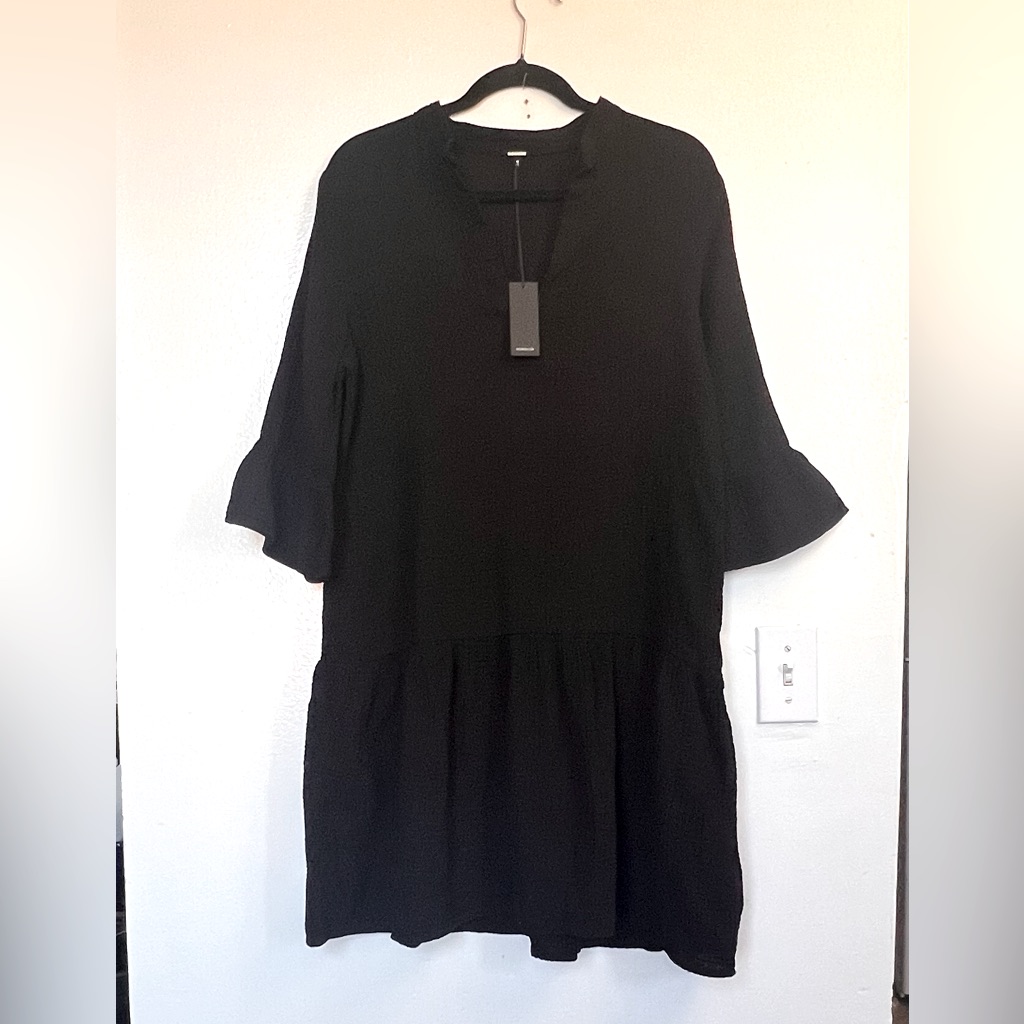 Monrow Easy Mini Dress In Black